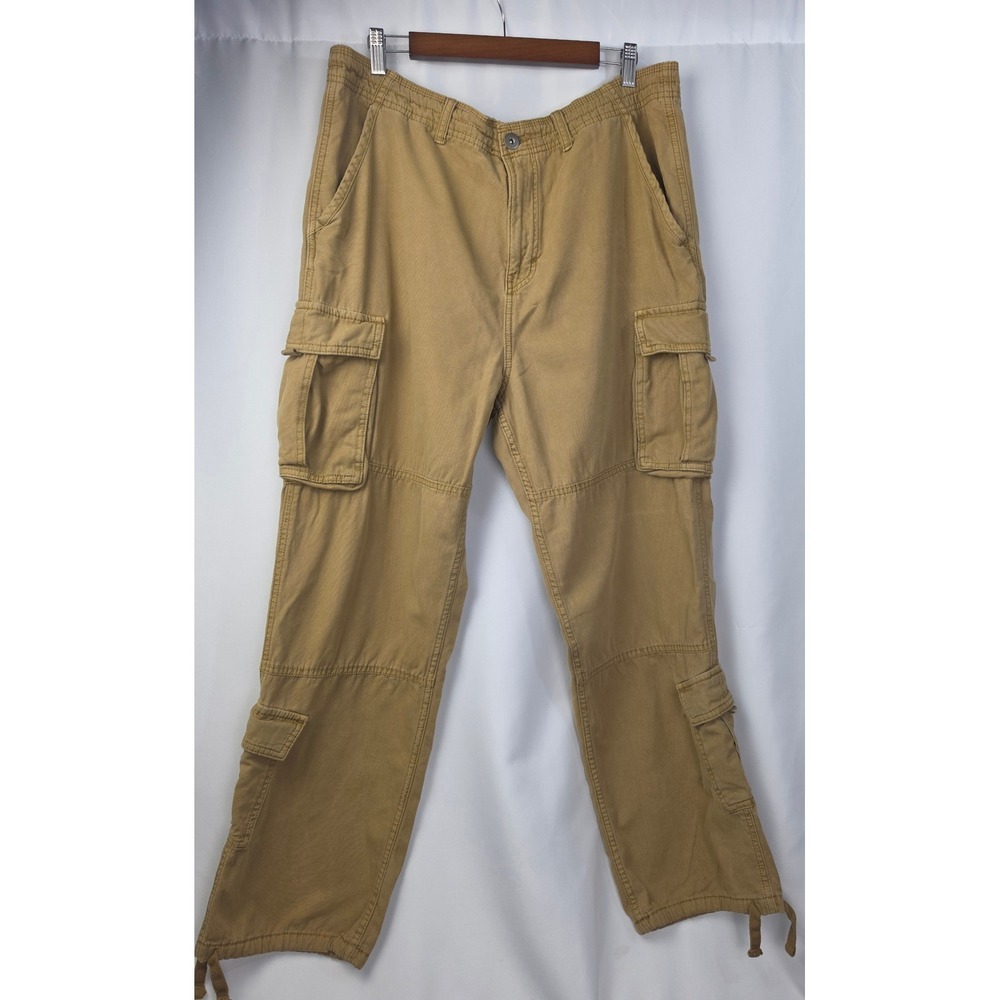 Aeropostale Mens Baggy Cargo Pants Khaki Tan Cotton Utility Trousers XL
